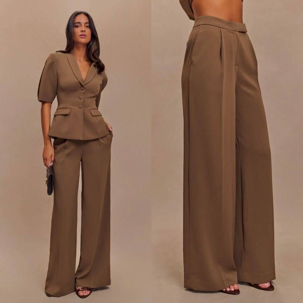 Meshki Faith Suiting Wide Leg Pant - Cacao Brown XL NWT